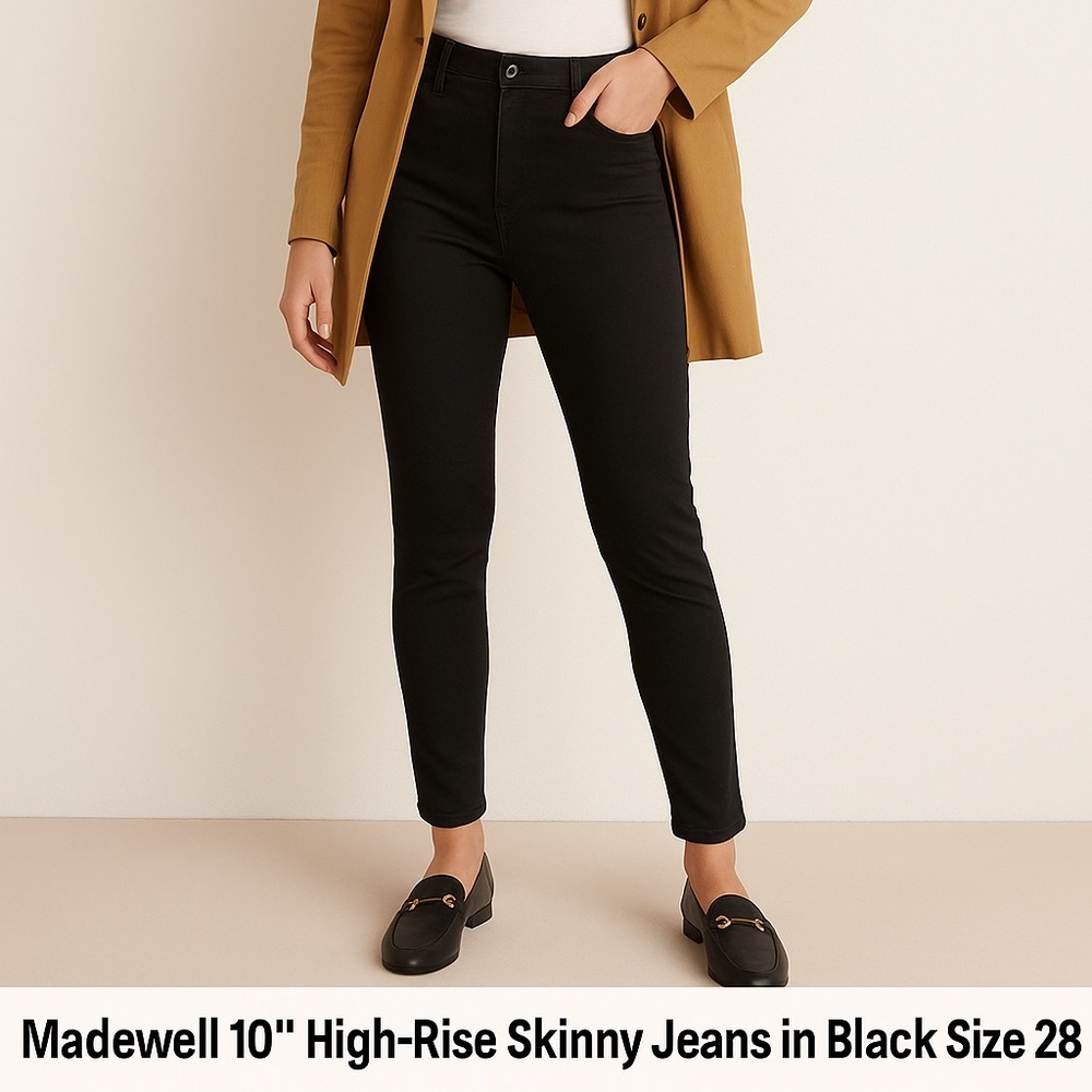 Madewell 10” High-Rise Skinny Jeans in Black Size 28